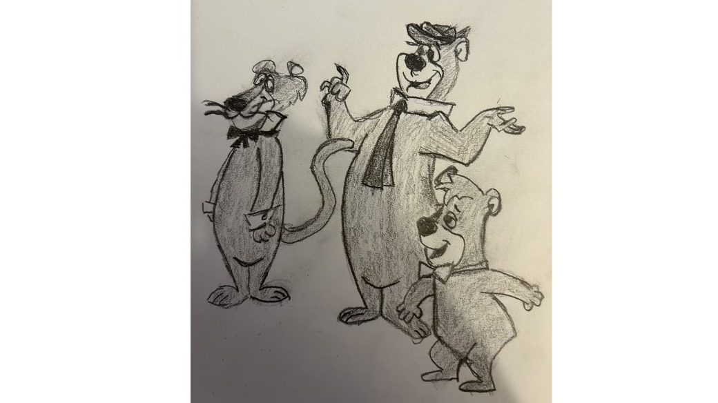 Yogi bear and a few friends - fan picture - graphite pencil
