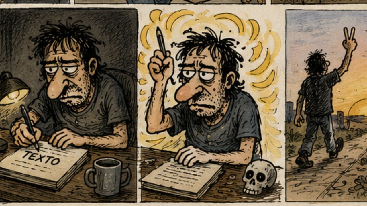 A character procrastinating and overcoming procrastination.