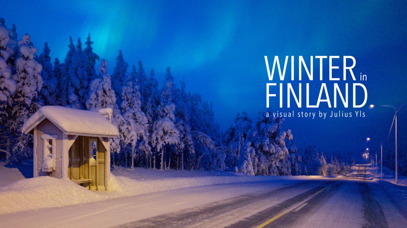 An empty road in the middle of winter in Filand