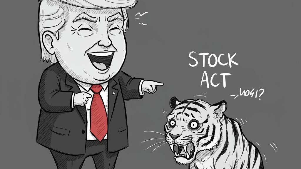 Trump laughing at the stock act