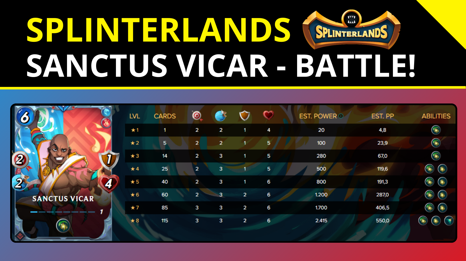 Splinterlands Sanctus Vicar Battle