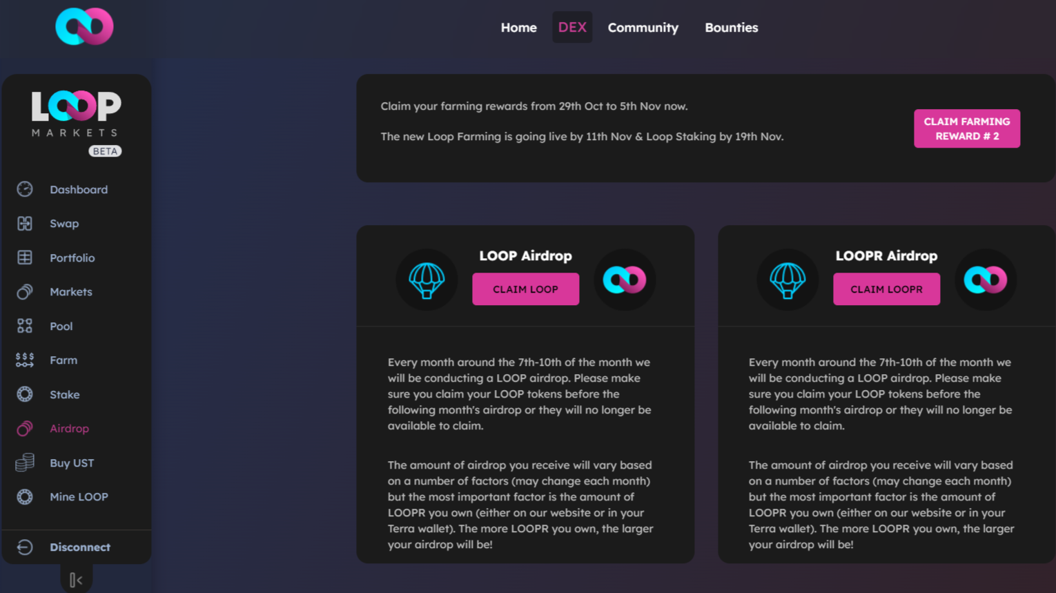 Image taken from https://dex.loop.markets/airdrop