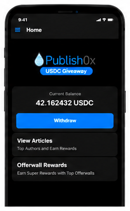 Publish0x mobile app screenshot