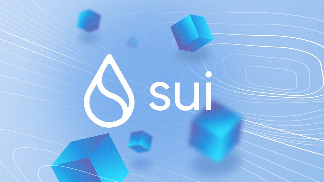 The thumbnail includes logo of crypto currency SUI and some abstracts in the background.
