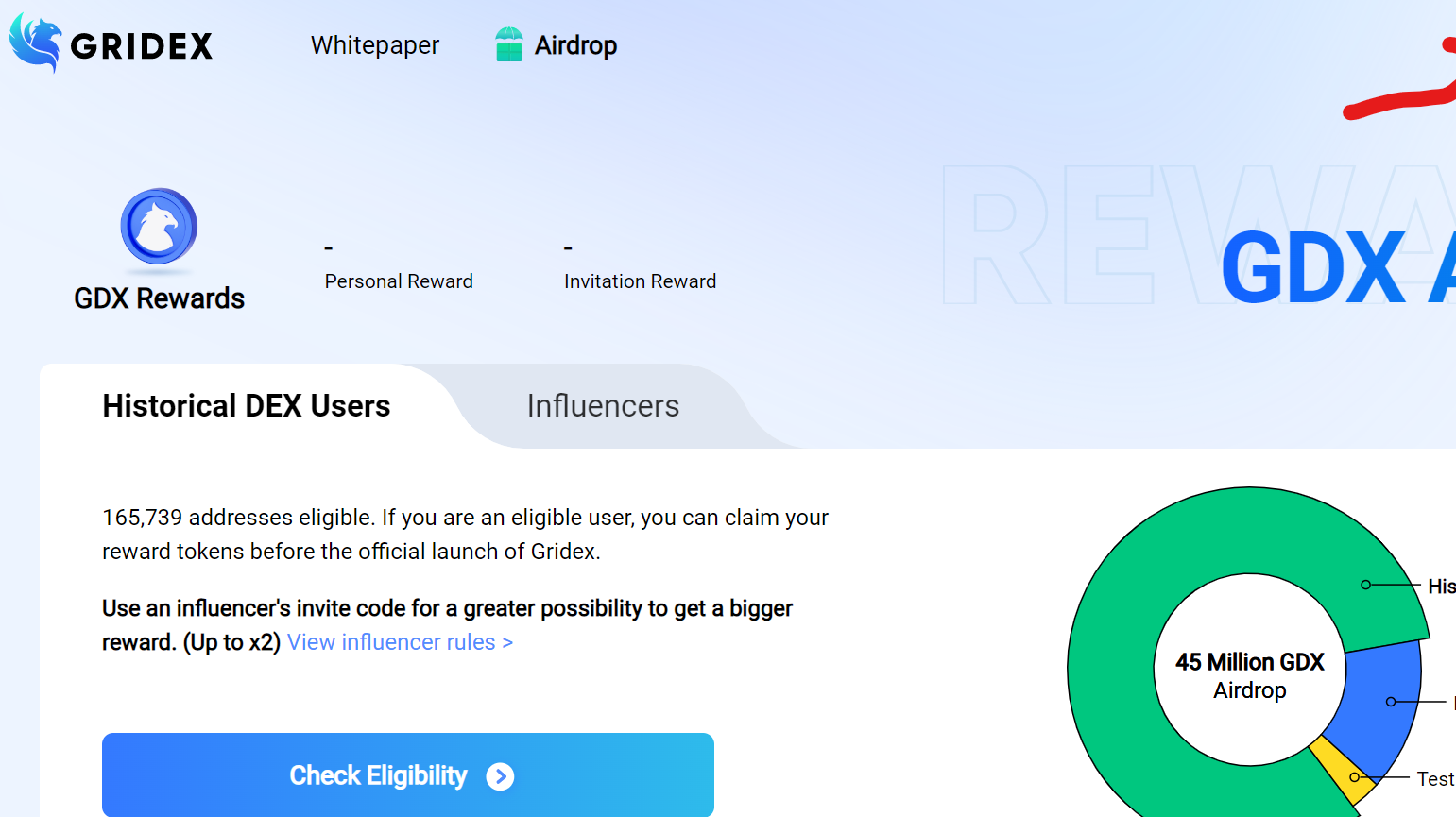 You re not eligible for airdrop. Check eligibility airdrop. gridex ii.