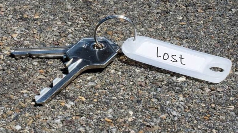 Lost Keys lying on a stone path