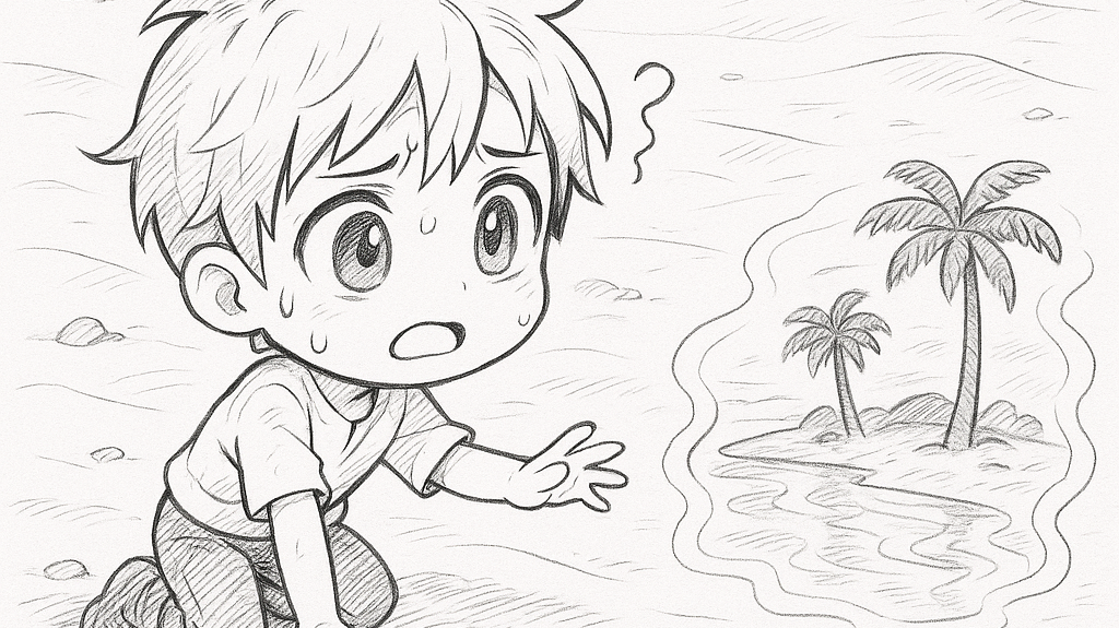 boy looking at a mirage