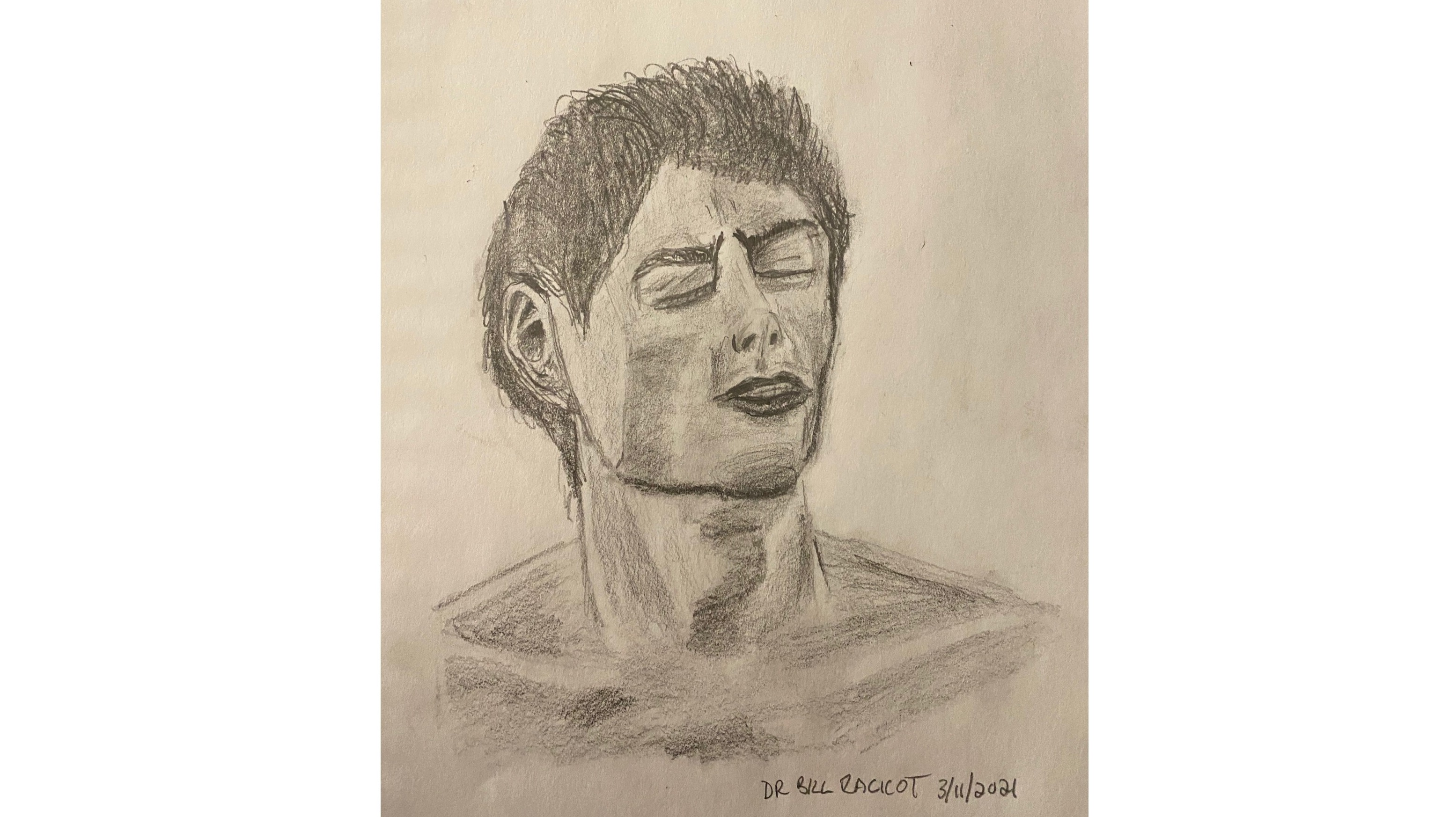 Man making a concentration face - untimed pencil sketch
