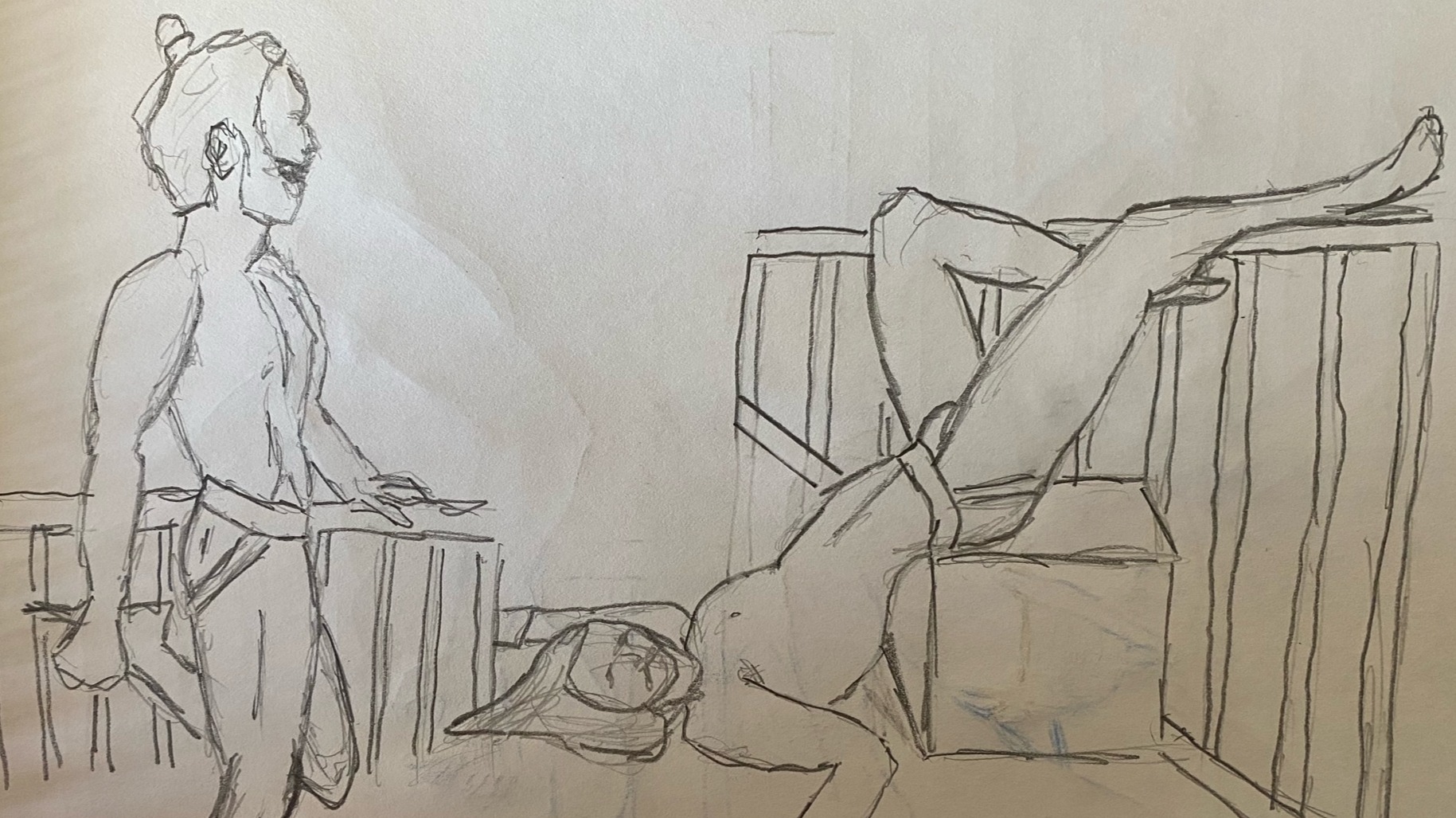 two 5-minute poses by Lalo - pencil