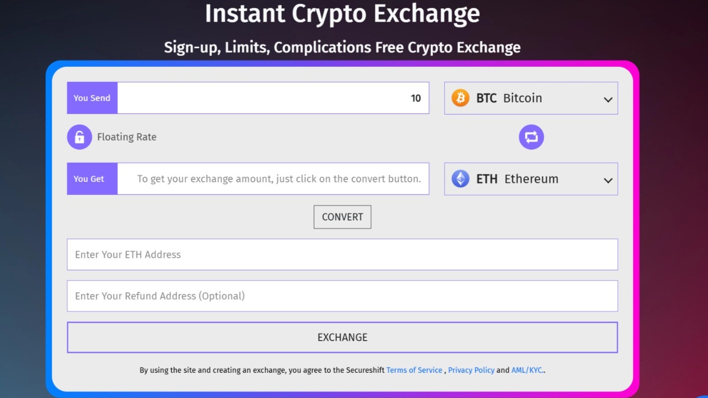 SecureShift.io: Instant Crypto Exchange