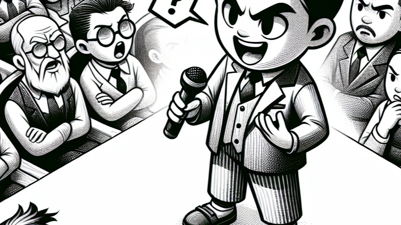 man lying to audience