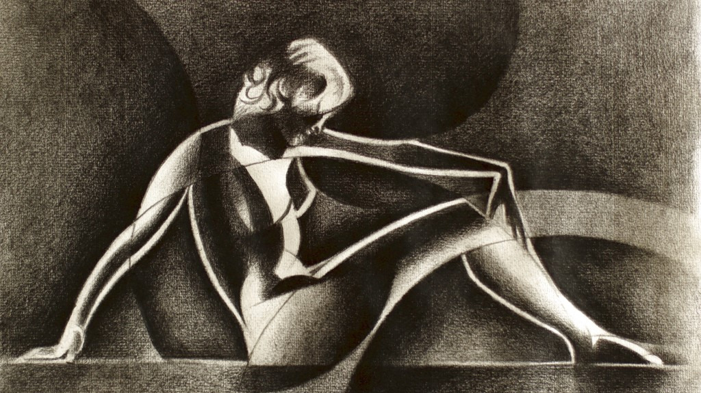 cubist nude graphite pencil drawing