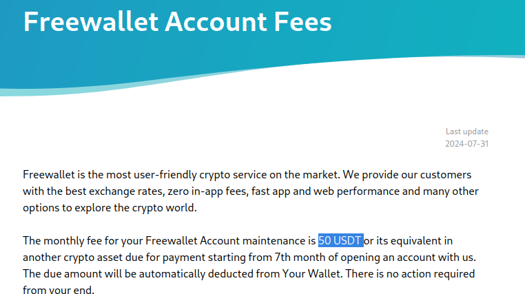 Freewallet Account Fees