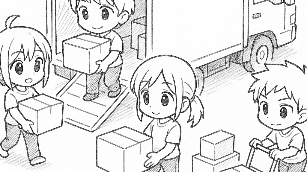 People unloading a moving truck