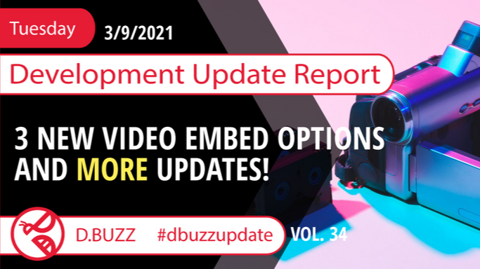 Bi-weekly Development Updates for D.Buzz and Hive.pm