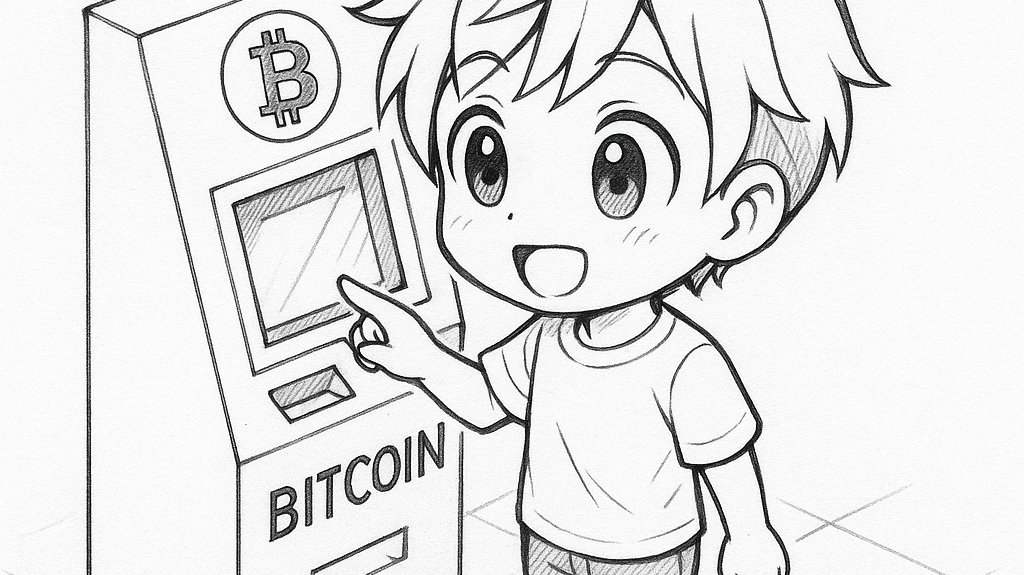 boy using Bitcoin ATM