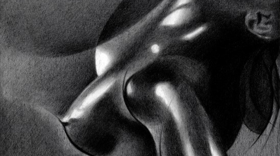 cubist art deco graphite pencil drawing