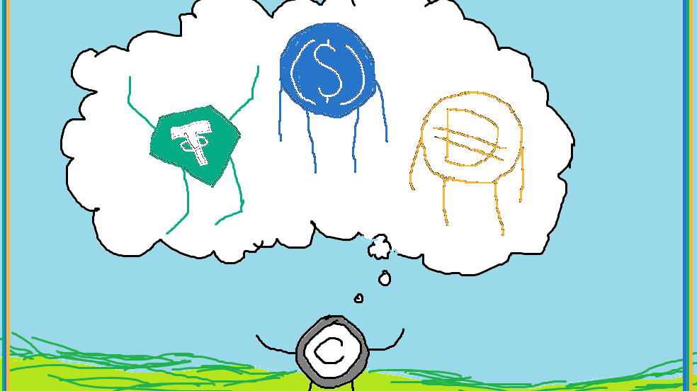 stablecoins Tether, USDC, and DAI