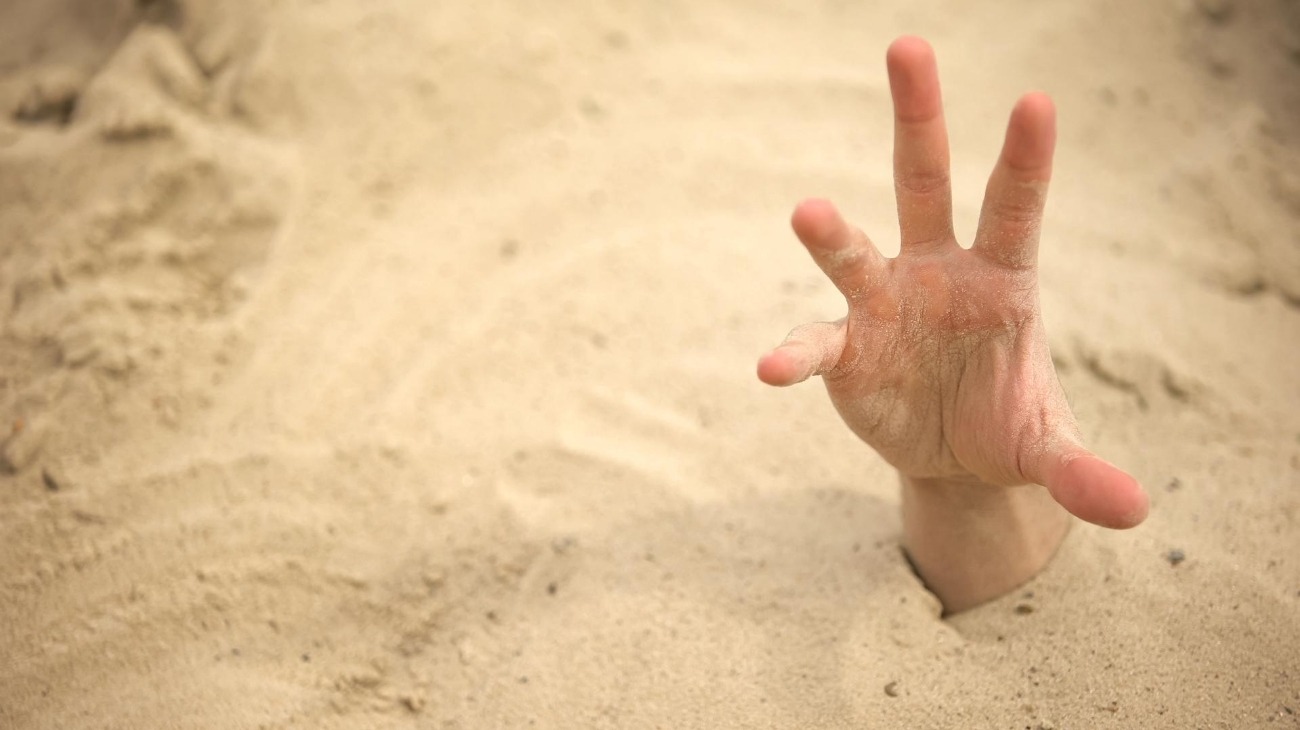 Person trapped in quicksand
