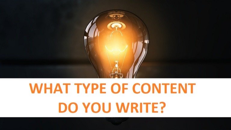 Lightbulb, text asking what type of content do you write?