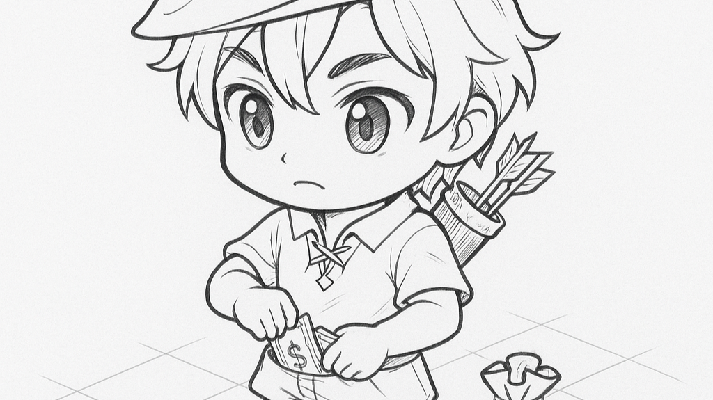 Robinhood stuffing money in his tights