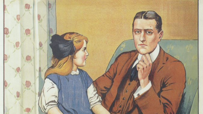 British Propaganda war poster by Savile Lumley: Daddy, what did YOU do in the great war?