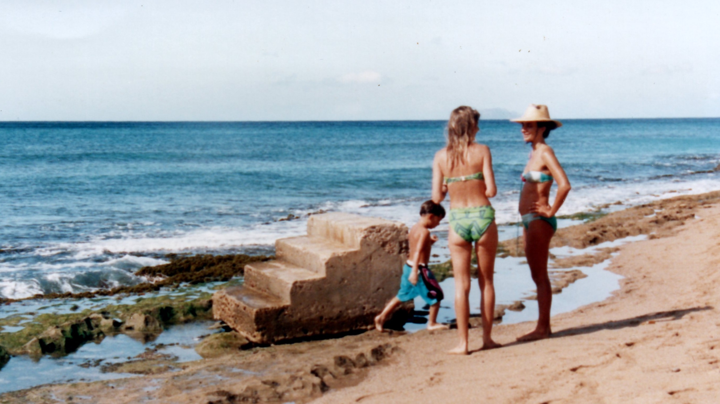 Sanita and Willy on 'Steps' beach with a witch.