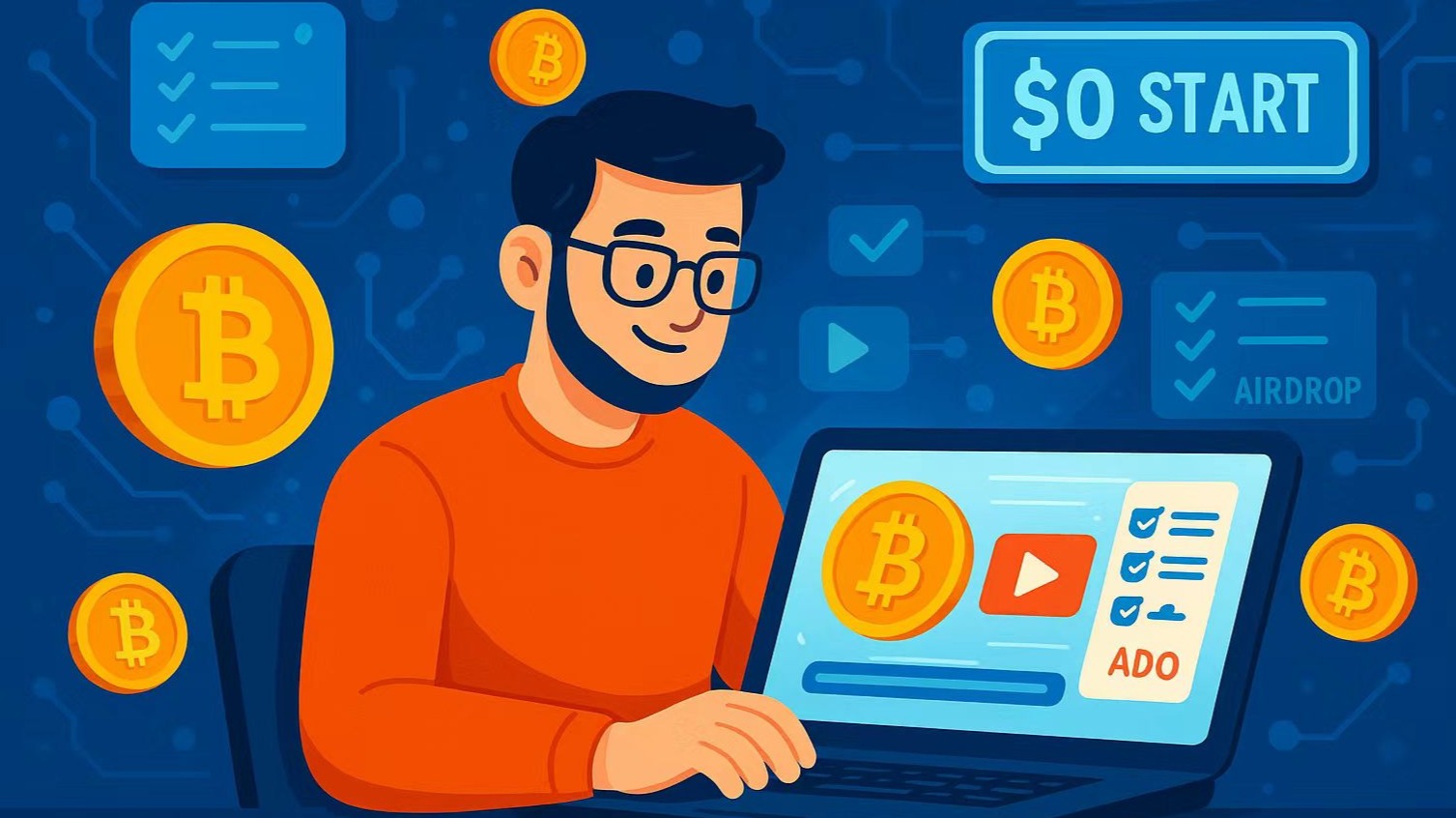 Visual representation of how users can earn Bitcoin by watching ads online — beginner-friendly and no investment required.