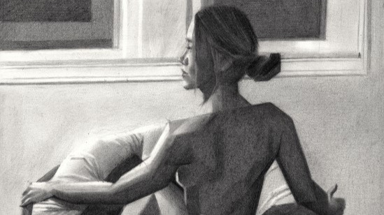 cubist nude graphite pencil drawing