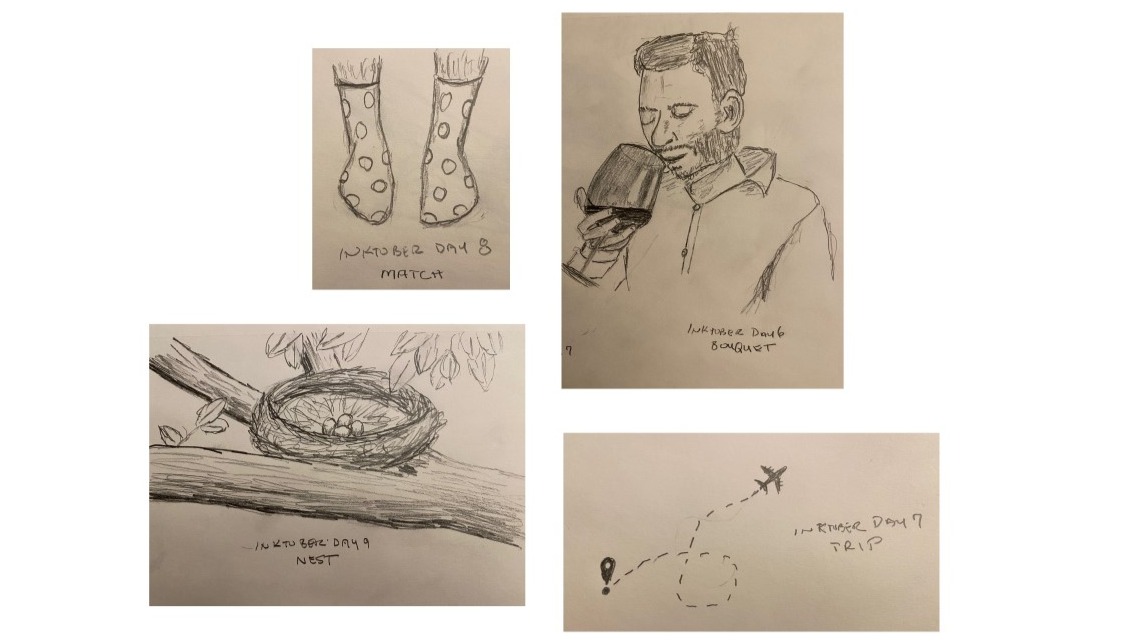 Four sketches for Inktober 6-9 - Pencil