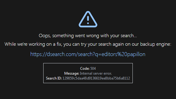 Oops, something went wrong with your search ...