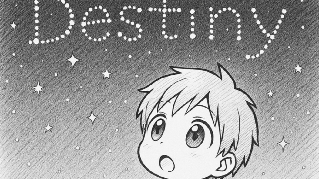 Boy looking at DESTINY in the night sky