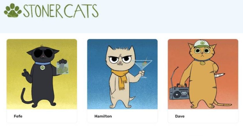 Superhit NFT sales of the Animated Cat Show, 'Stoner Cats’ on the Ethereum Blockchain