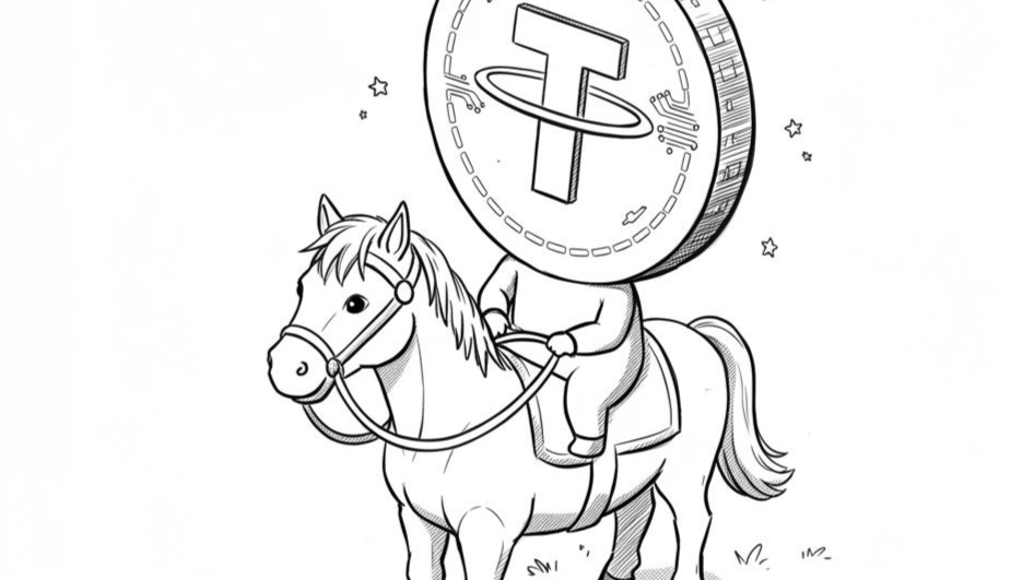 Tether coin on a horse
