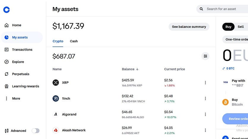 This is a screenshot of my earnings on Coinbase