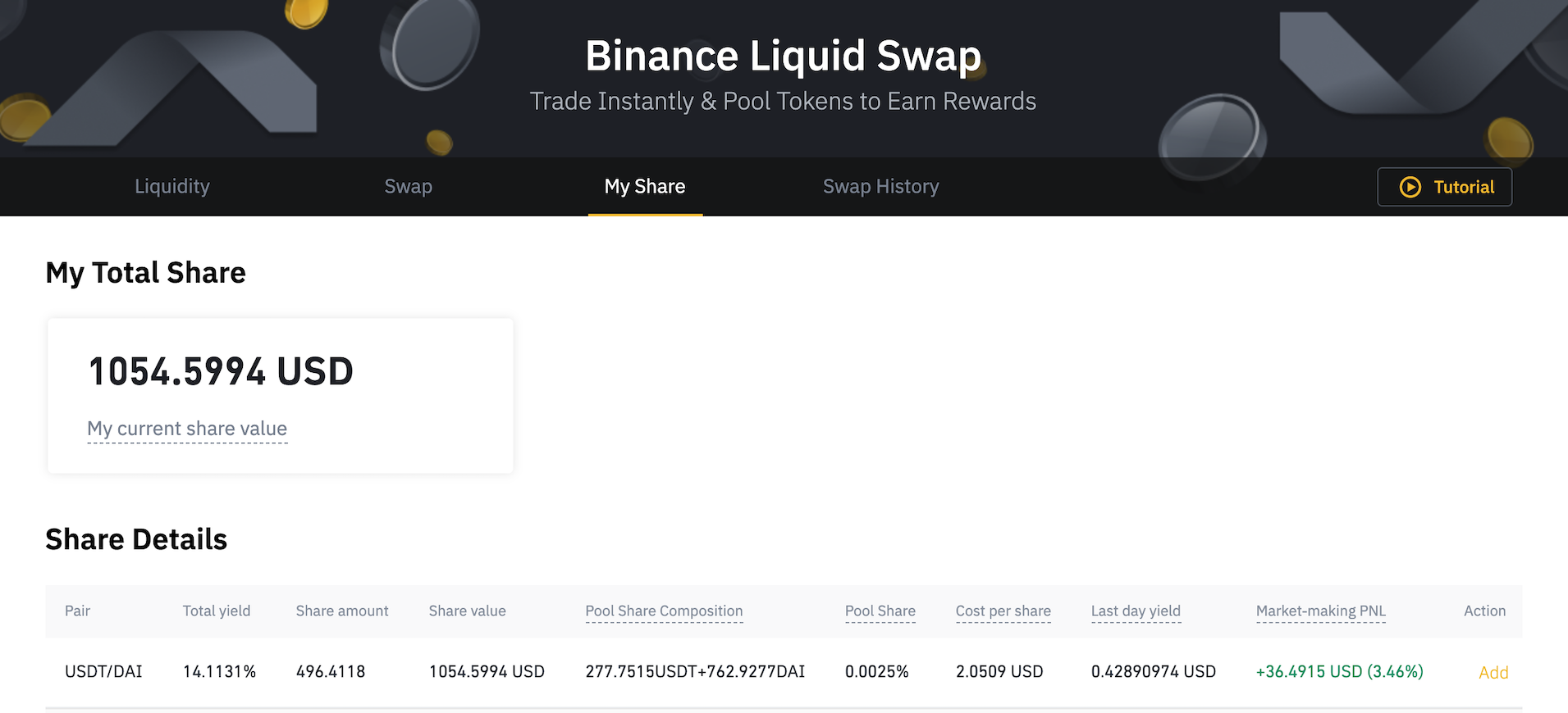 Binance liquidity pool How much you can earn or lose month 1