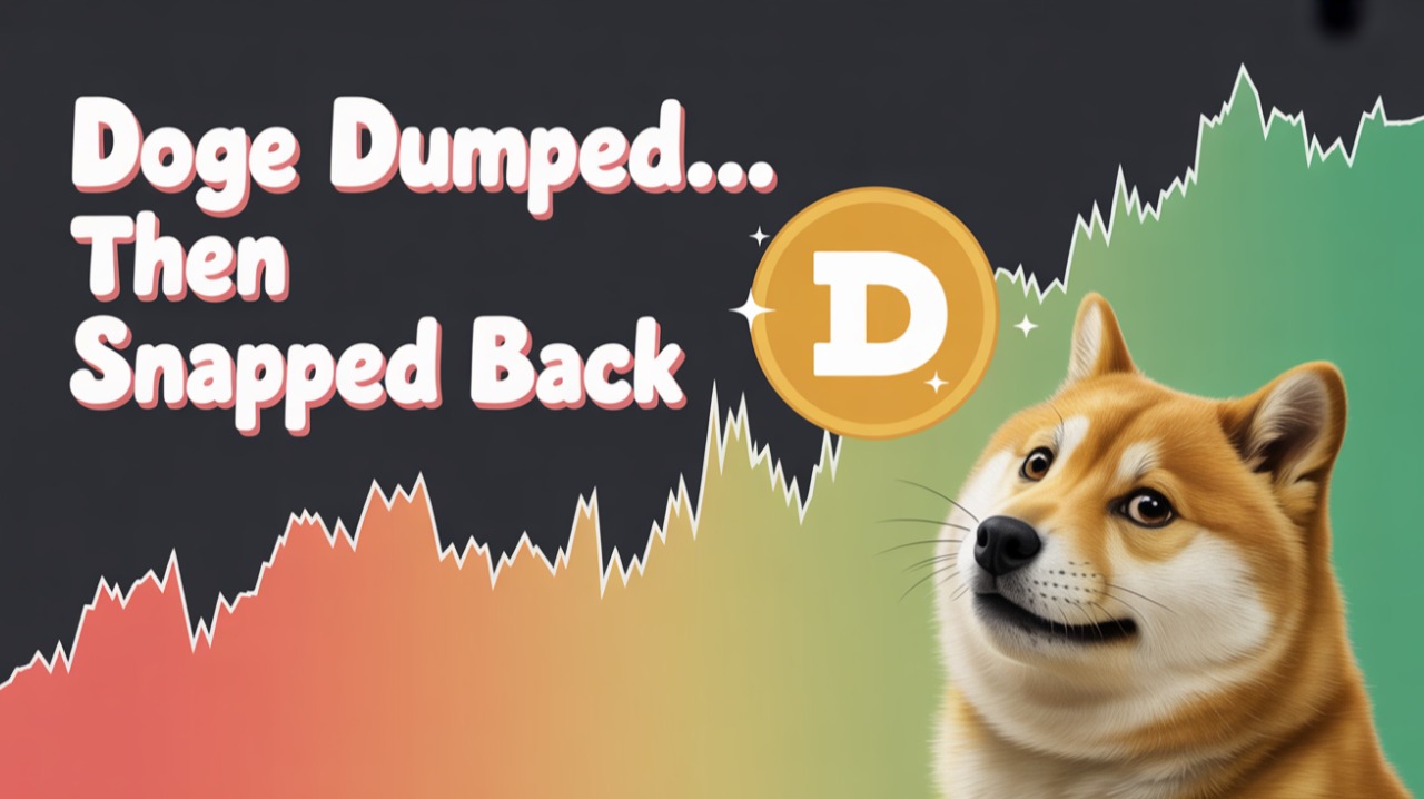 Doge bounce-back thumbnail with chart, logo, and Shiba face.
