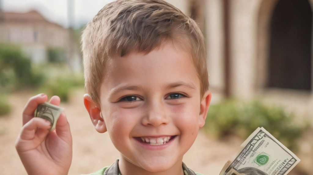 AI generated kid with money