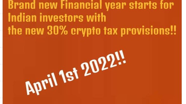 Brand new Financial year starts for Indian investors with the new 30% crypto tax provisions!!