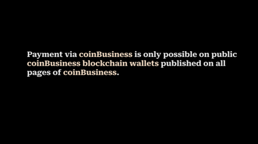 Payment via coinBusiness is only possible on public coinBusiness blockchain wallets published on all pages of coinBusiness.