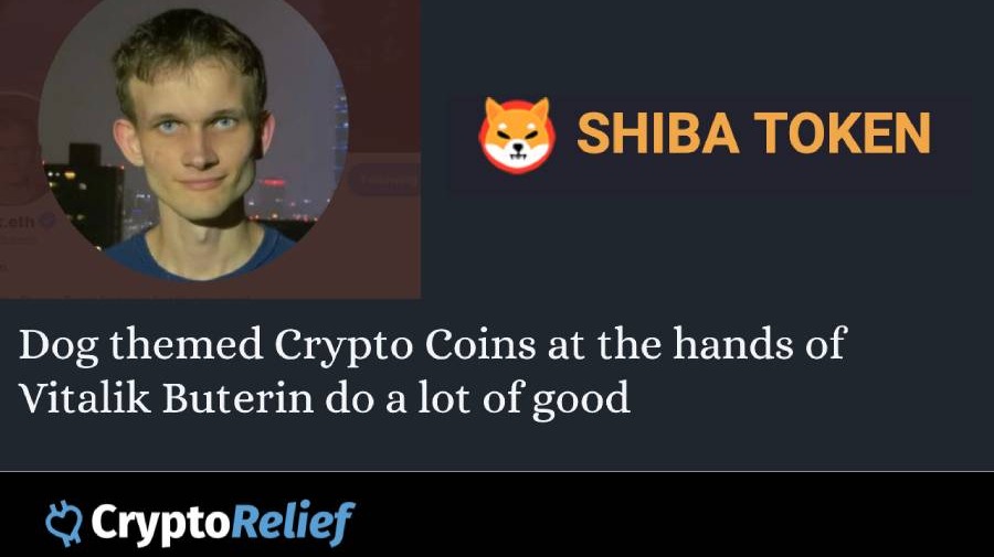 Vitalik has been on a philanthropic spree donating his Dog themed cryptos to charities like India’s Crypto Covid Relief Fund