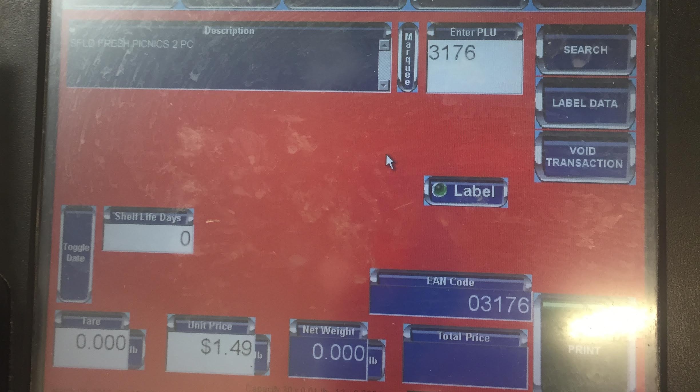 Screen on deli scale