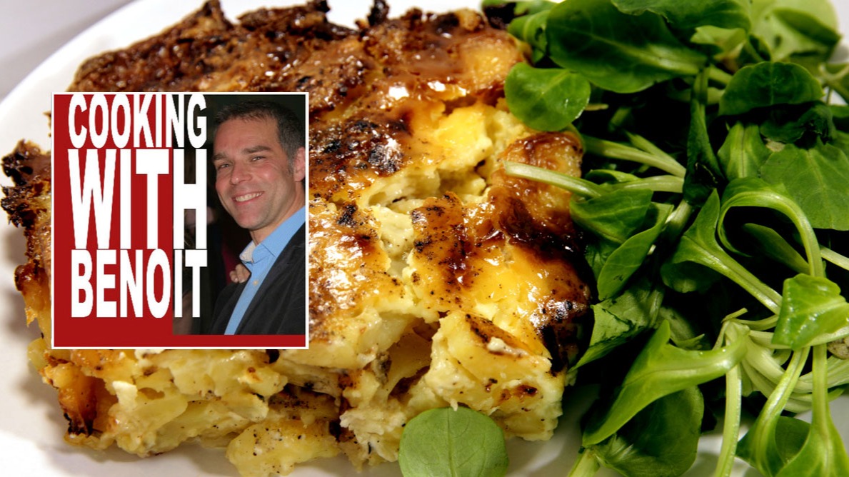 A gratin dauphinois and its side salad.