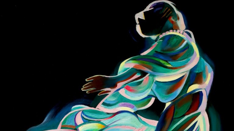 cubist female form oil painting