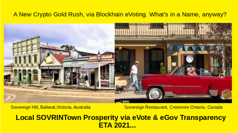 SOVRINTown New Crypto gold Rush via eVote on eGov on the Blockchain