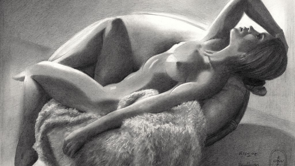 cubist nude graphite pencil drawing