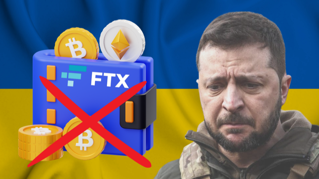 The picture shows a depiction of Selensky mourning the money lost in the FTX scandal.