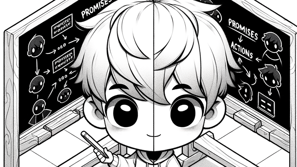 Boy displaying a diagram
