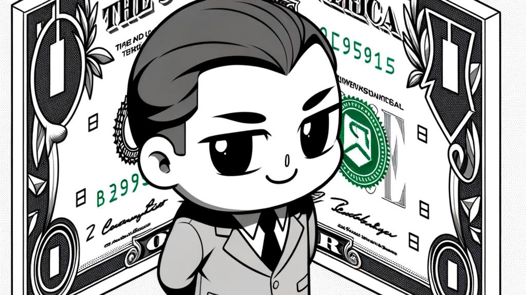 Man standing in front of a dollar bill