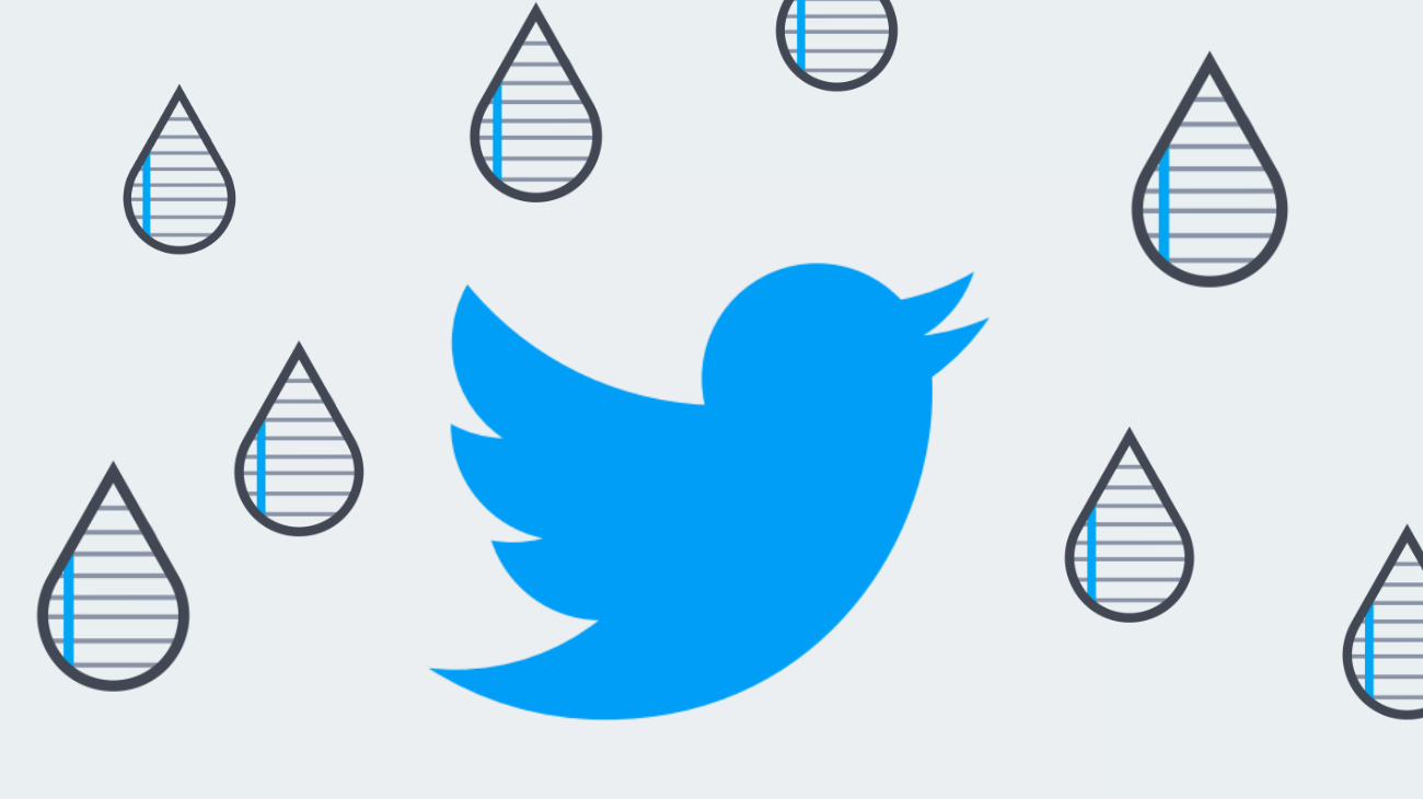 Twitter bird in rain of Publish0x logos